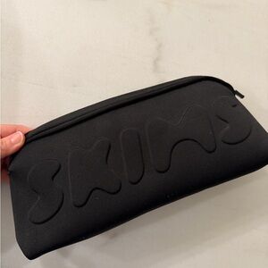 SKIMS Black Neoprene Logo Cosmetic Pouch